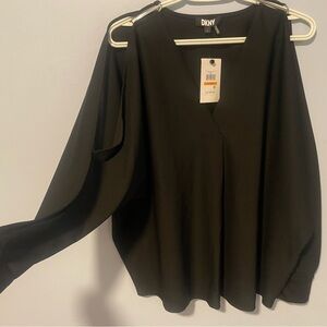 DKNY Women's Black V-Neck Top